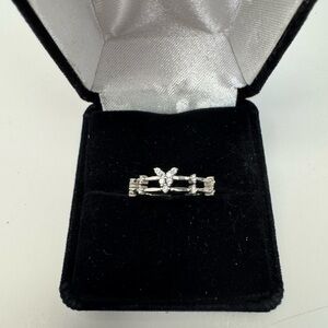 Perimade Dainty Adjustable Butterfly Ring | Sterling Silver & Cubic Zirconia